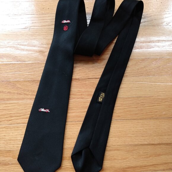 Vintage MG Roadster Cars Skinny Tie by Frame 2.5" Wide Black Embroidered Morris - Picture 6 of 16
